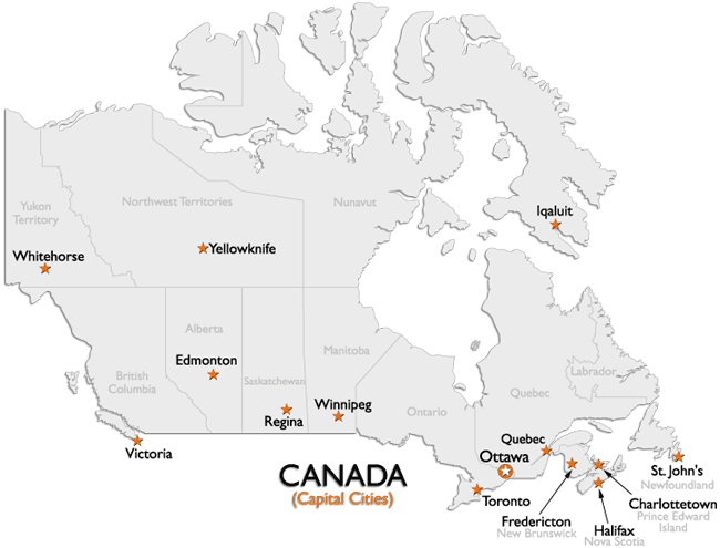 Blank Map Of Canada With Capitals