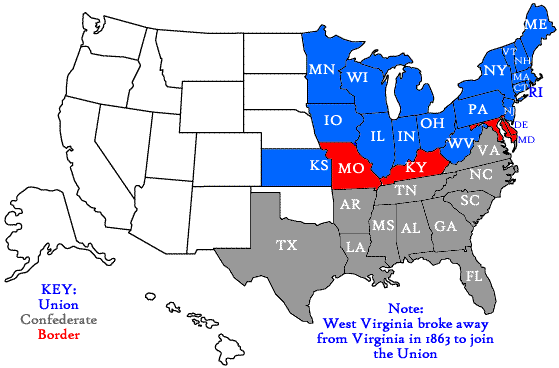 Blank Map Of The United States During The Civil War