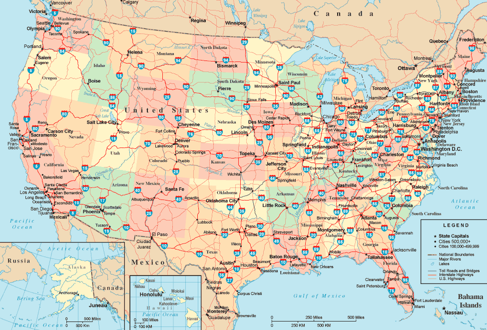 Interstate Map Of Usa With Cities