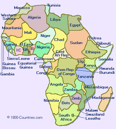 Labeled Map Of African Countries