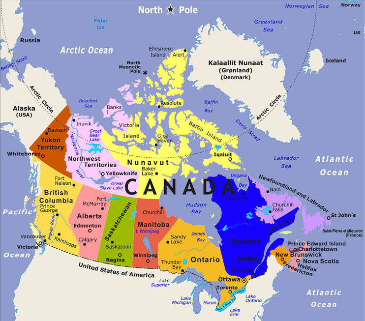 Labeled Map Of Canada With Capitals