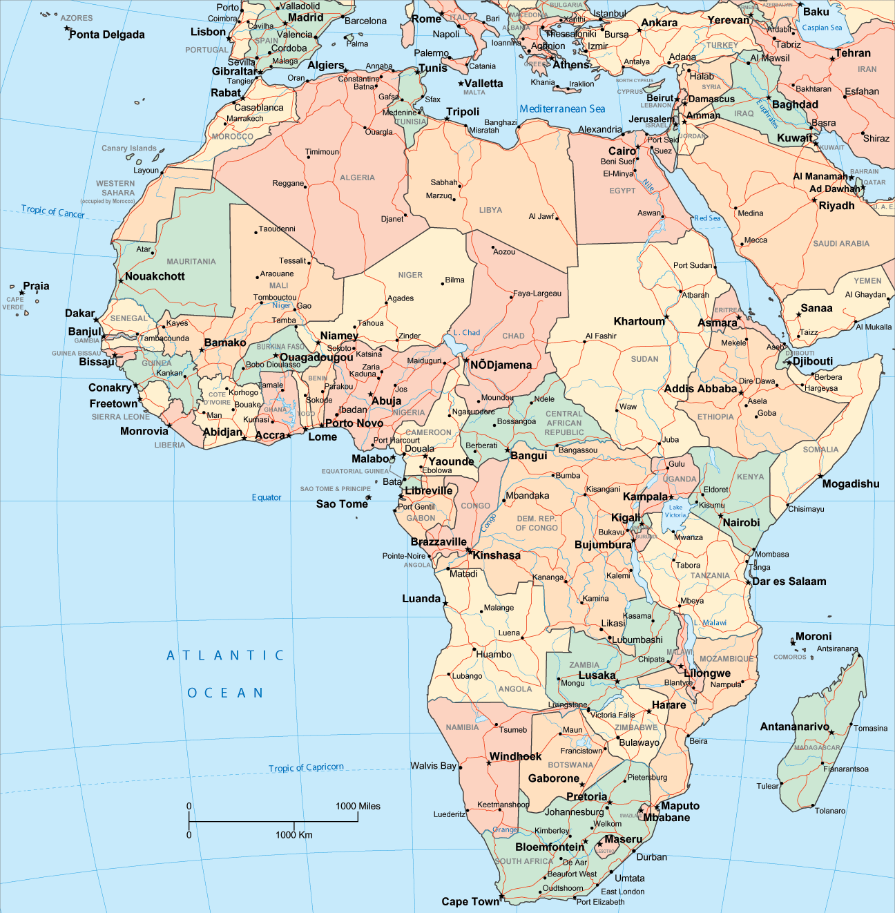 Map Of Africa Countries And Cities