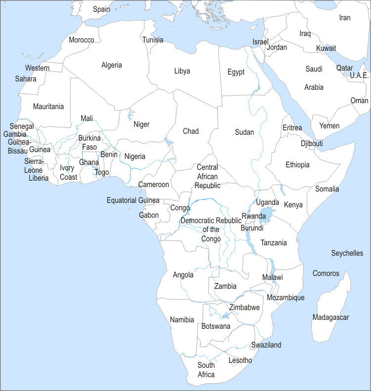 Map Of Africa Countries Only