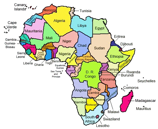 Map Of Africa Countries Only
