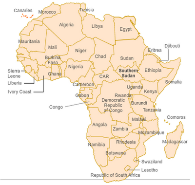 Map Of African Countries 2012