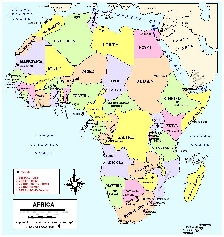 Map Of African Countries And Capitals