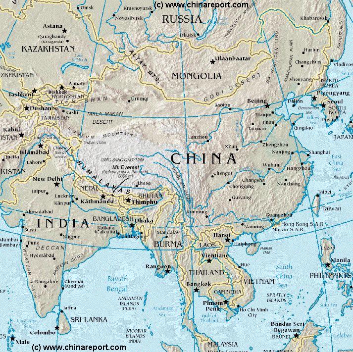 Map Of Asia With Capitals