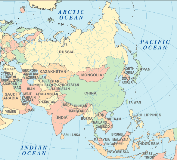 Map Of Asia With Capitals Quiz