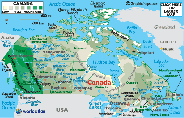 Map Of Canada And Provinces And Territories