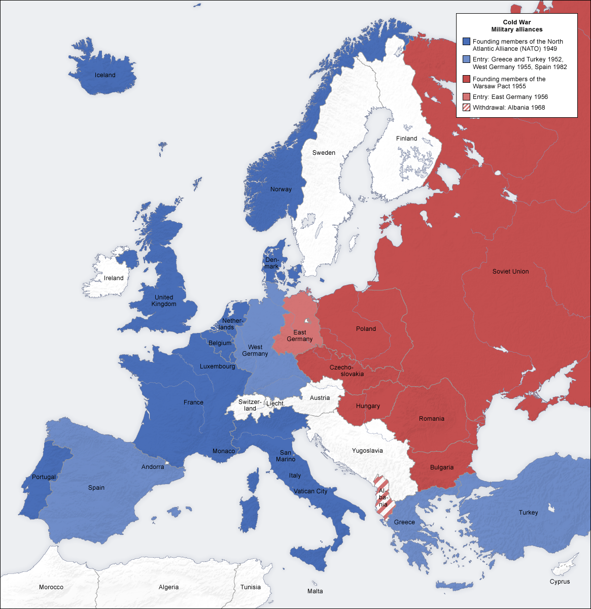 Map Of Europe And Asia During The Cold War