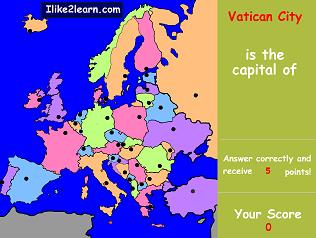 Map Of Europe With Capitals Quiz