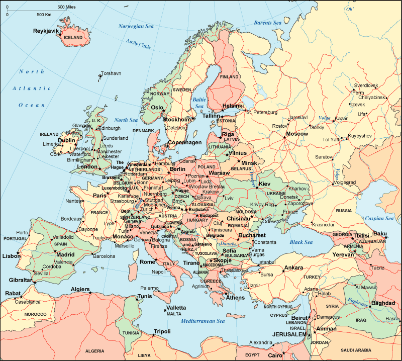 Map Of European Countries And Cities