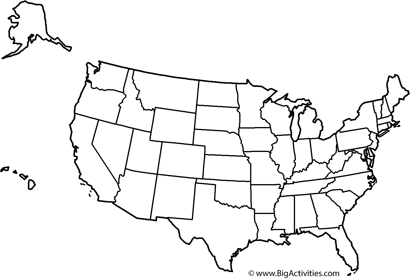 Map Of The United States For Kids To Color