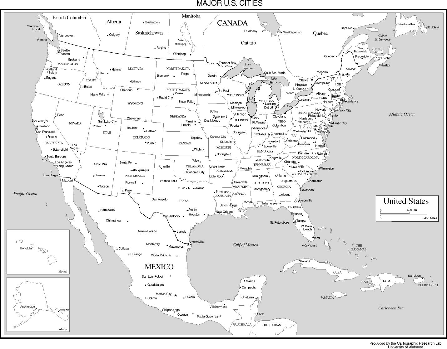 Map Of The United States With Cities Labeled