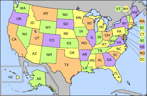 Map Of The United States With State Names And Abbreviations
