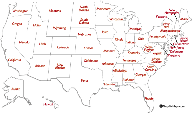 Map Of The United States With State Names And Abbreviations