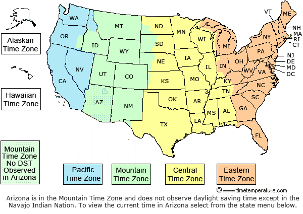 Map Of Us And Canada Time Zones