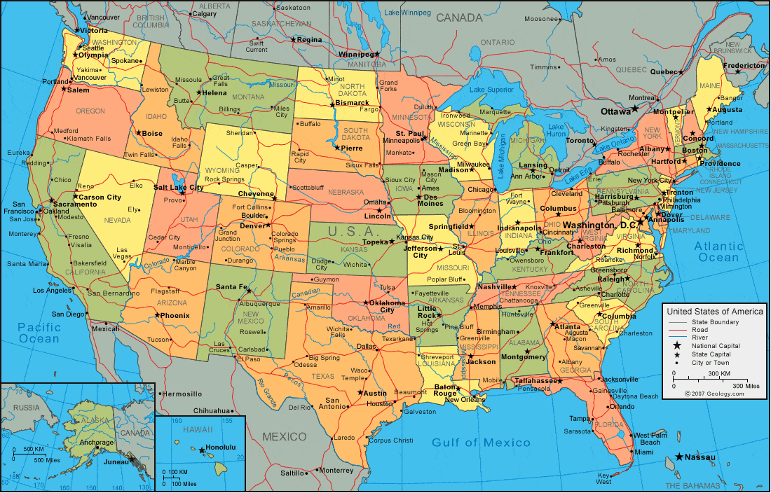Map Of Us And Canada With Major Cities
