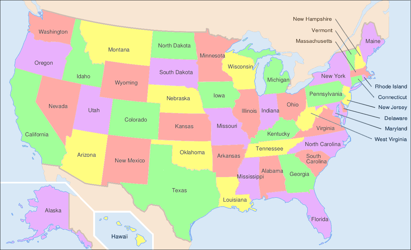 Map Of Usa And Canada With State Names