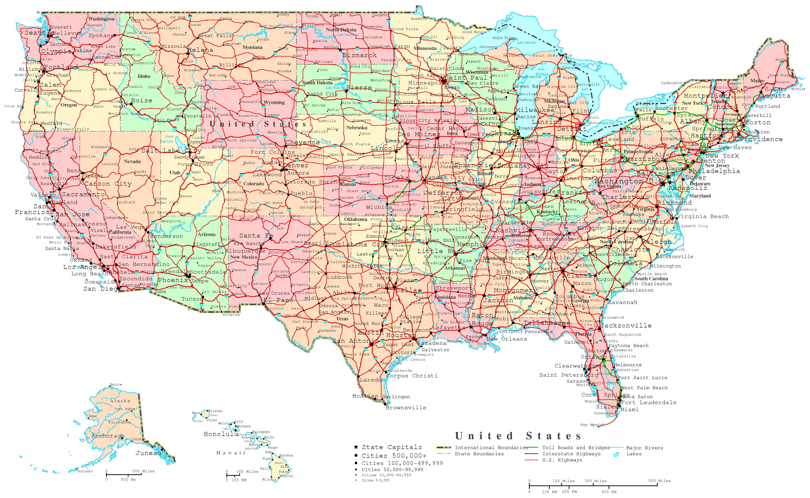 Map Of Usa States And Major Cities