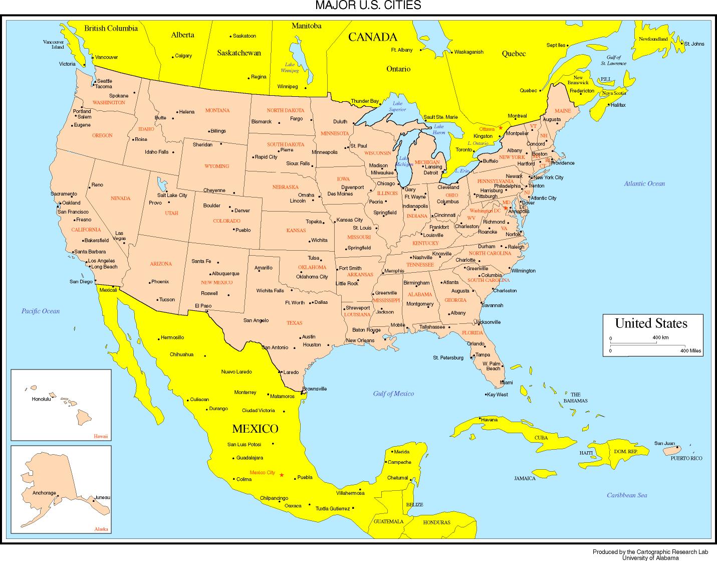 Map Of Usa States And Major Cities