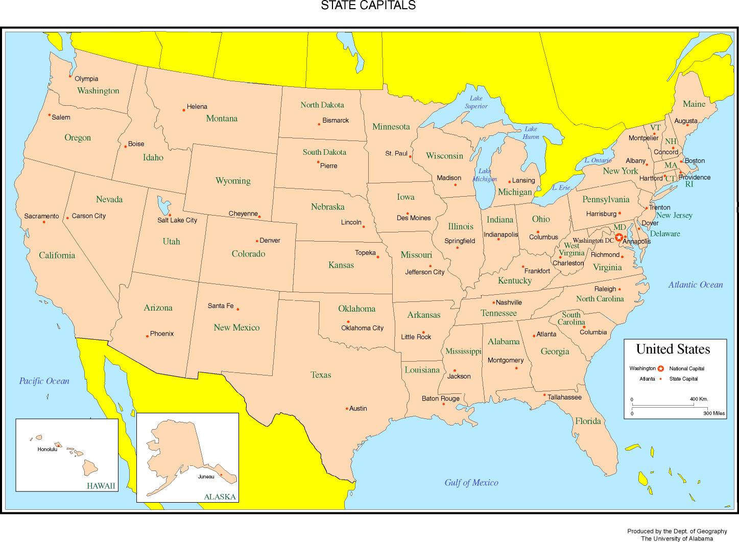 Map Of Usa With States And Cities Labeled