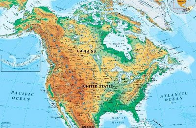 Physical Map Of Us And Canada