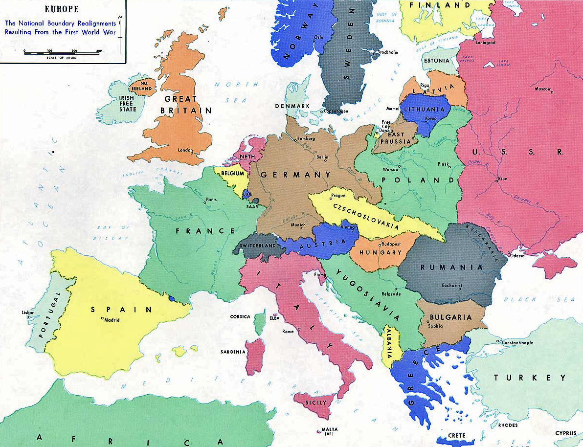 Political Map Of Europe After Ww1