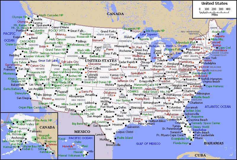 Political Map Of The United States Of America