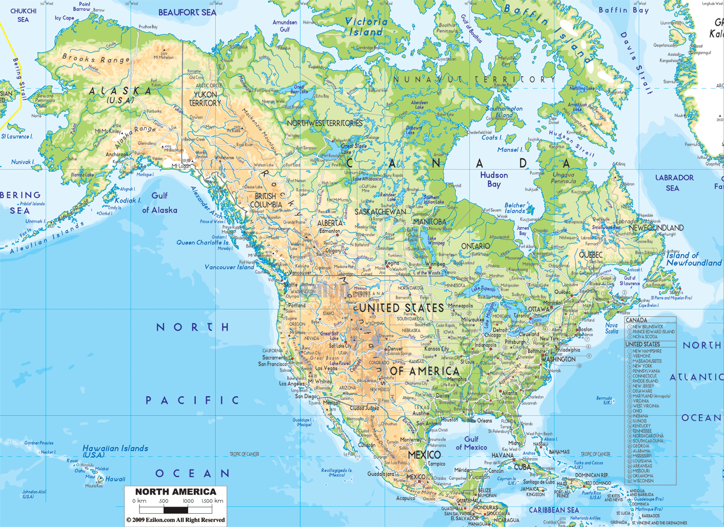 Political Map Of Usa And Canada