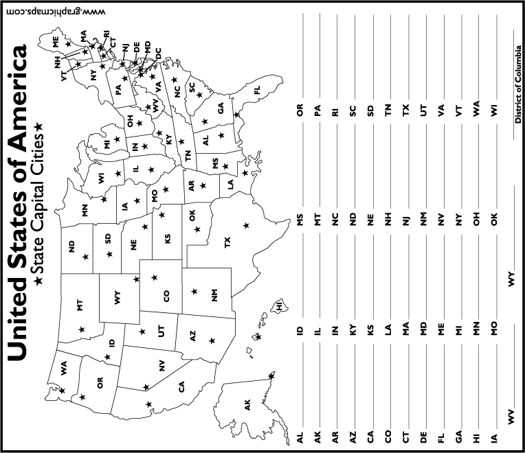 Printable Map Of Usa With State Names