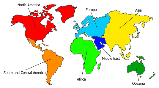 World Map Of Africa And Middle East